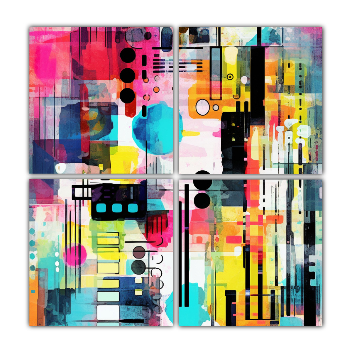 PINTURAS ABSTRACTAS DE ARTE POP ACUARELA MUNDO 120X120 CM - 1