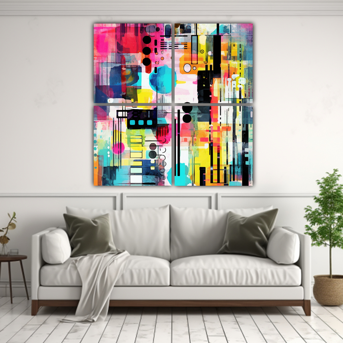 PINTURAS ABSTRACTAS DE ARTE POP ACUARELA MUNDO 120X120 CM - 2