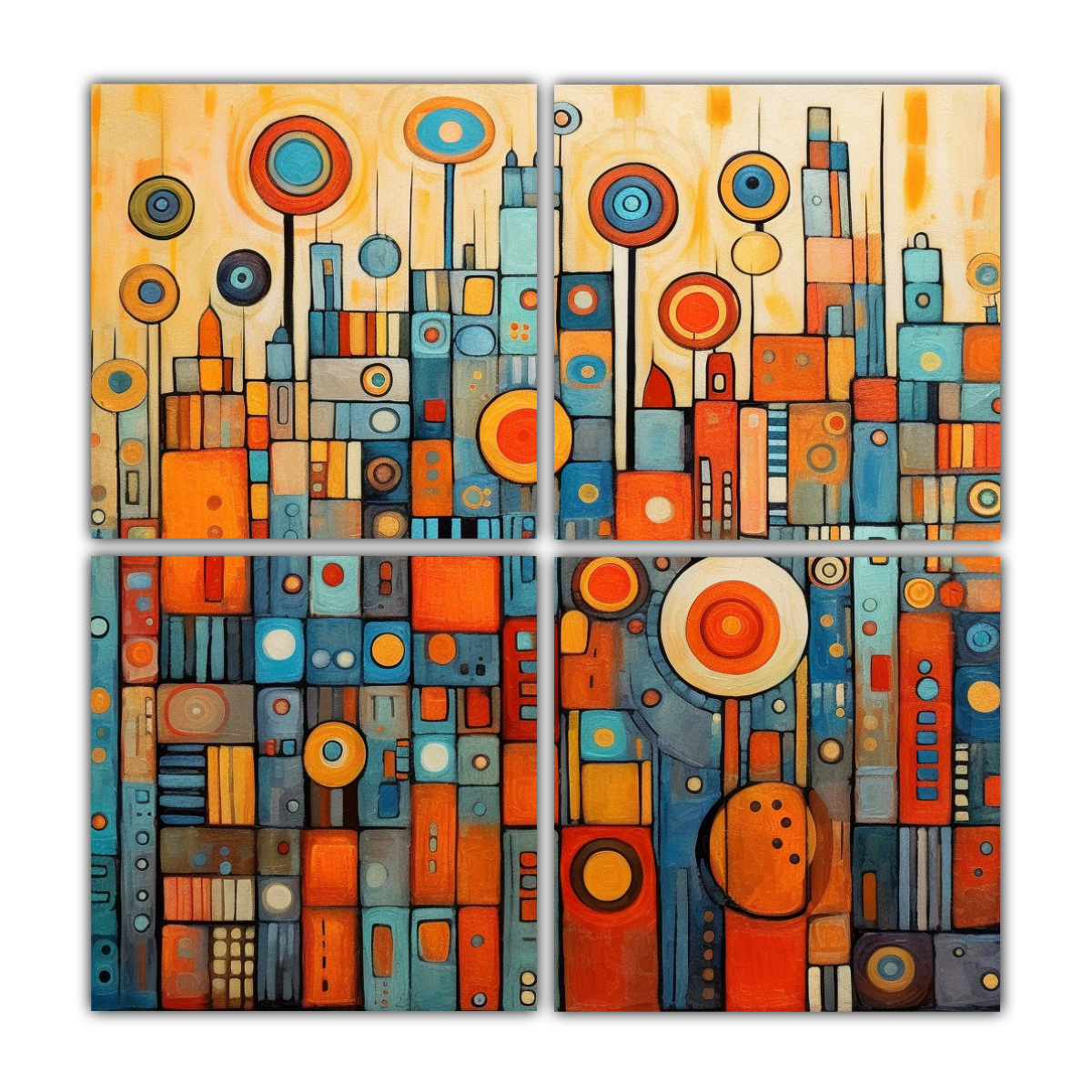 CUADRO DECORATIVO PROFUNDIDAD ESTILO HUNDERTWASSER 100X100 CM - 1