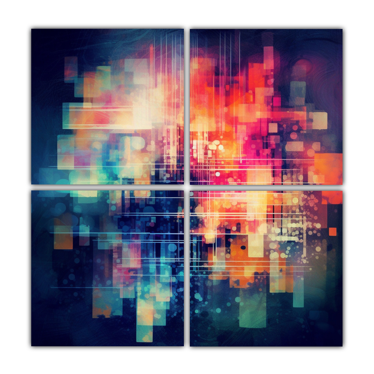 PINTURAS DECORATIVAS VINTAGE EN ESCENARIO GLITCH 140X140 CM - 1