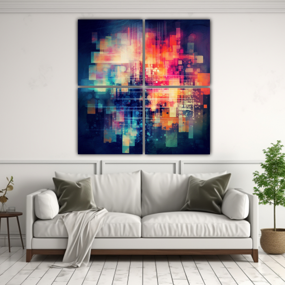 PINTURAS DECORATIVAS VINTAGE EN ESCENARIO GLITCH 140X140 CM - 2