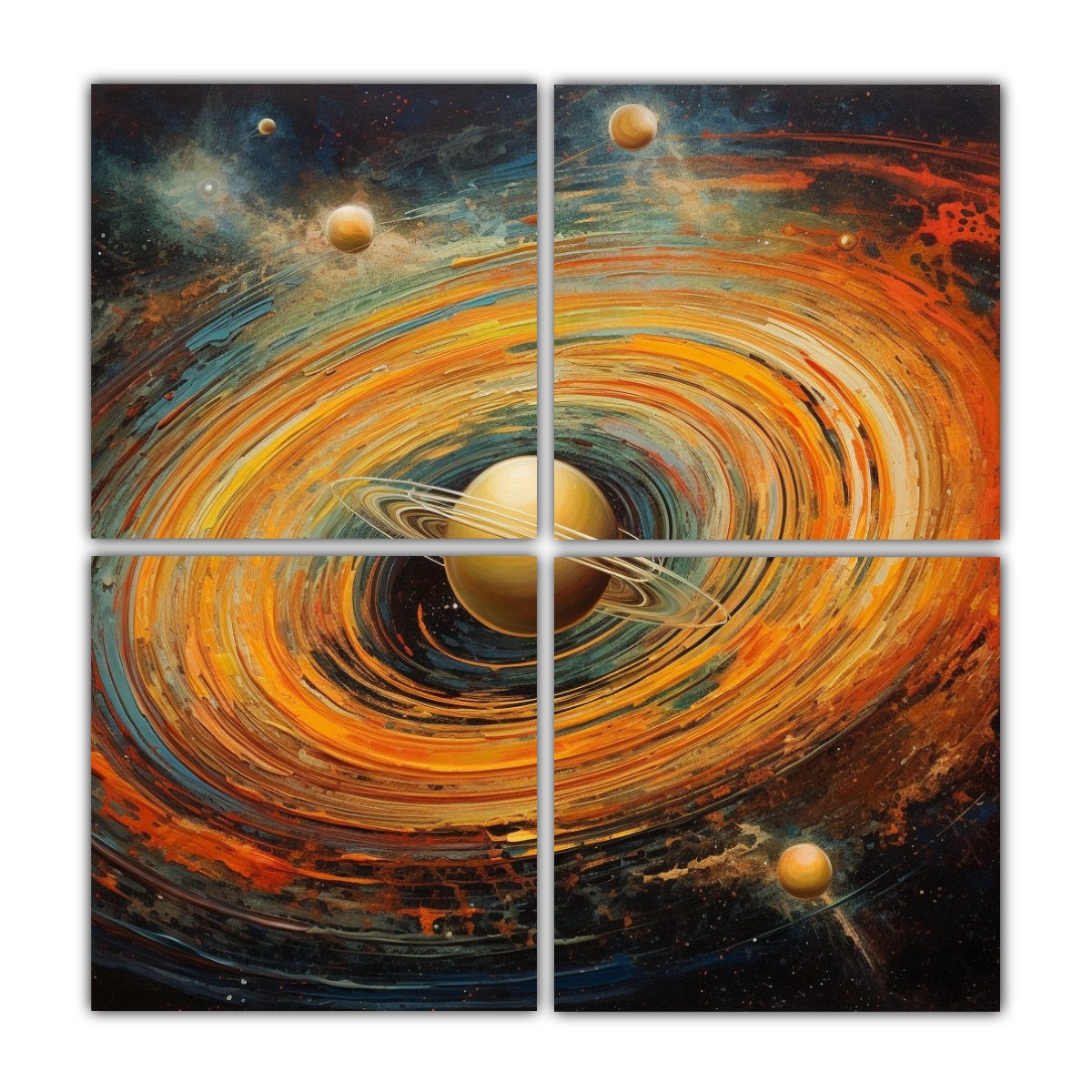 CUADRO ABSTRACTO SATURNO ANILLOS TEMÁTICA ARTE 100X100 CM - 1
