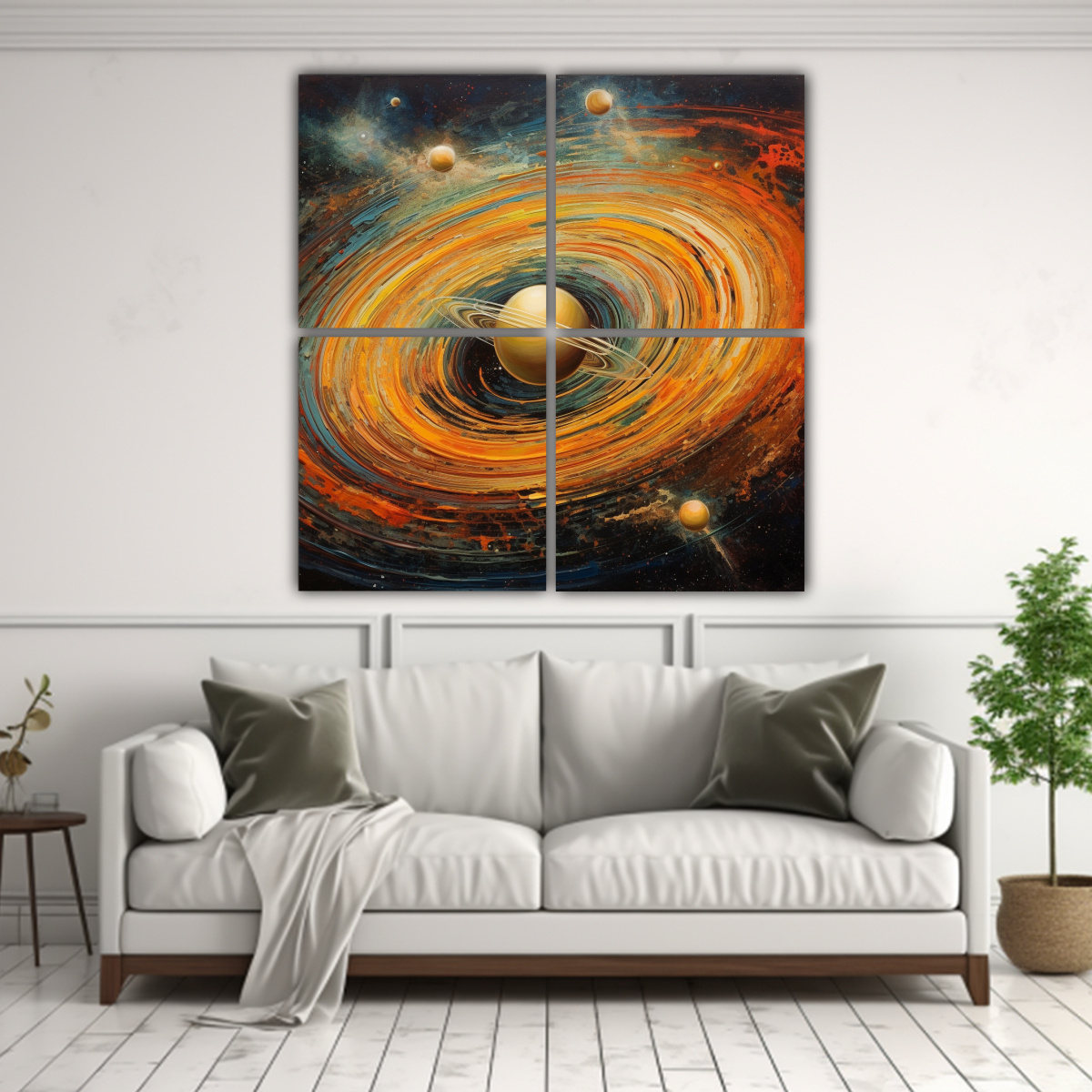 CUADRO ABSTRACTO SATURNO ANILLOS TEMÁTICA ARTE 100X100 CM - 2