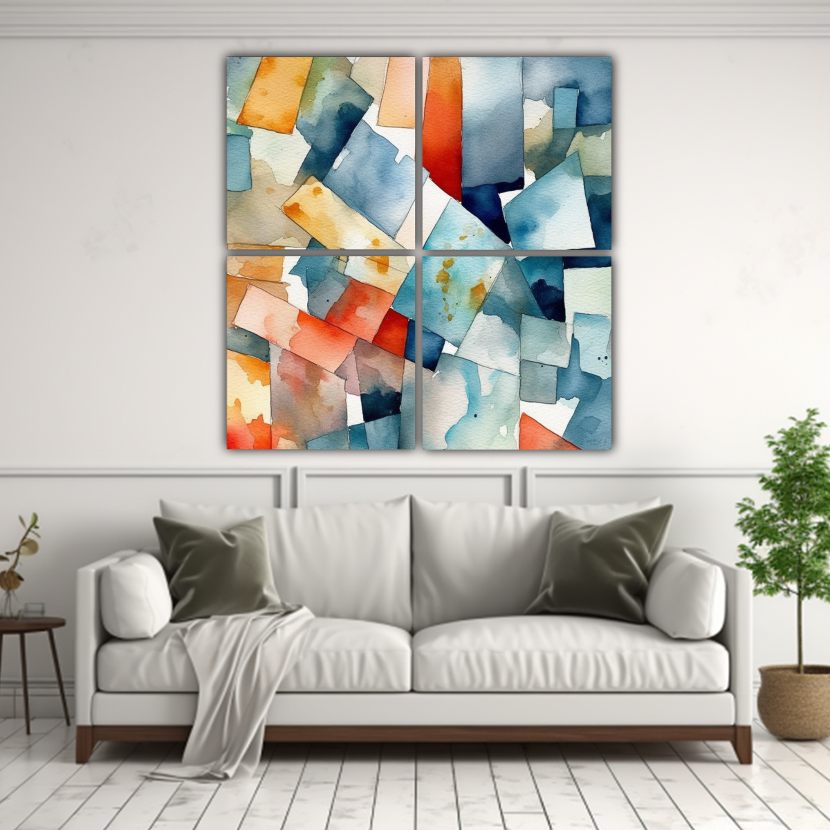 PINTURA ABSTRACTA HERMOSA PARA COMEDOR CON FORMAS 200X200 CM - 2