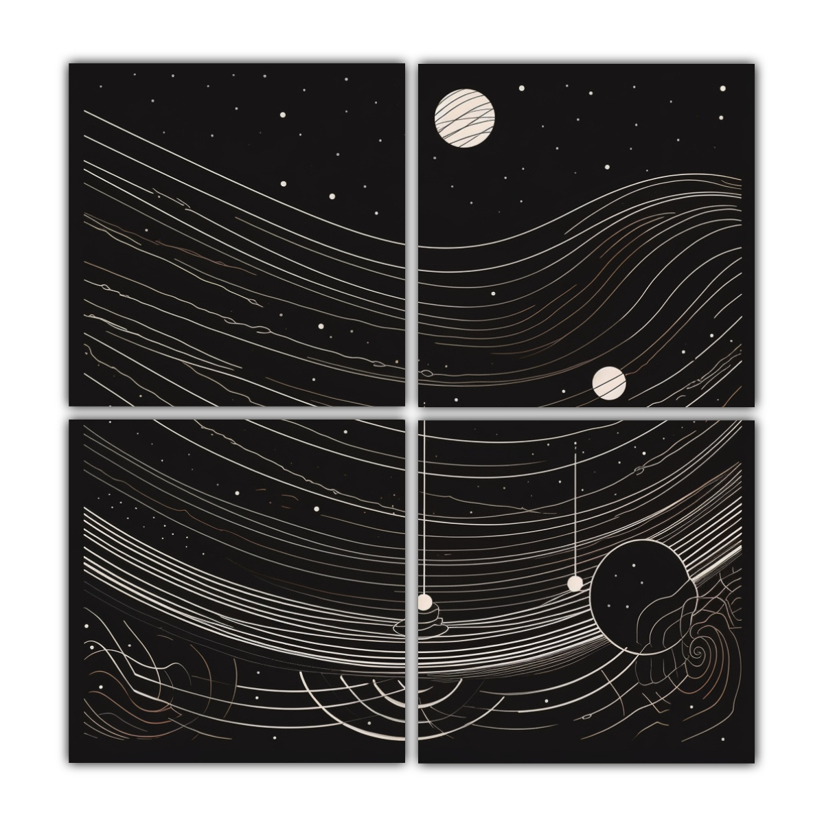 CUATRO CANVAS VANGUARDIA CONTRASTE PLANETAS DE 160X160 CM - 1
