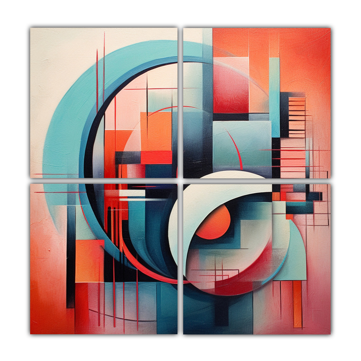 CUADRO ABSTRACTO JUVENIL CON TONOS FUTURISTAS Y 40X40 CM - 1