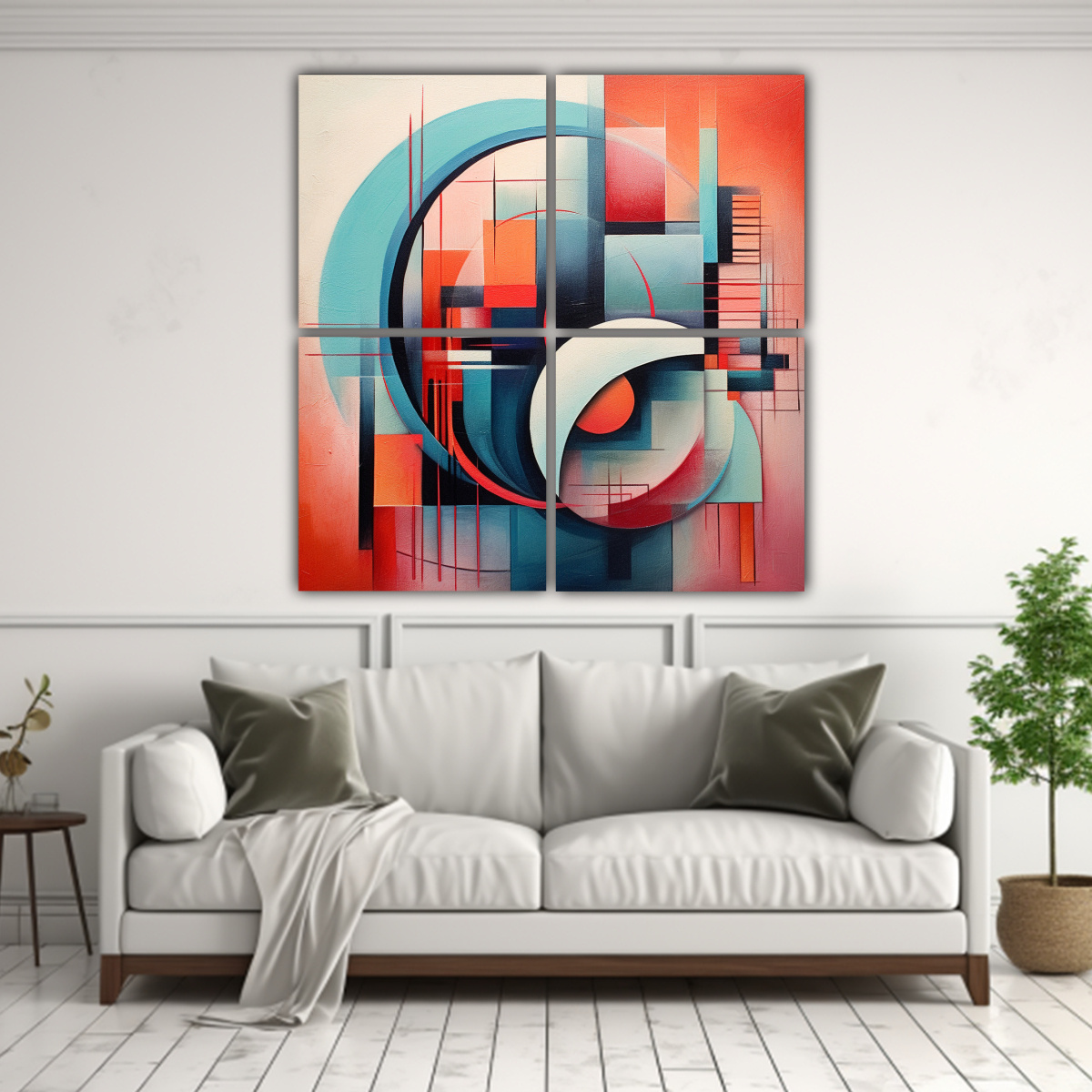 CUADRO ABSTRACTO JUVENIL CON TONOS FUTURISTAS Y 40X40 CM - 2