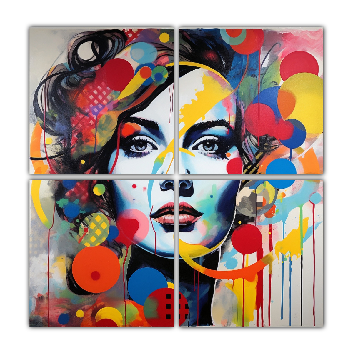 4 PINTURAS DECORATIVAS DE LIENZO MIX & MATCH 100X100 CM - 1