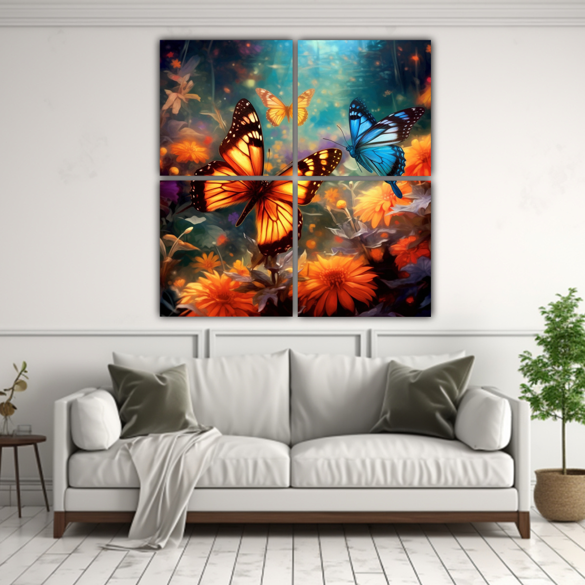 CUATRO LIENZOS DE TELA HERMOSO CON MARIPOSAS 120X120 CM - 2