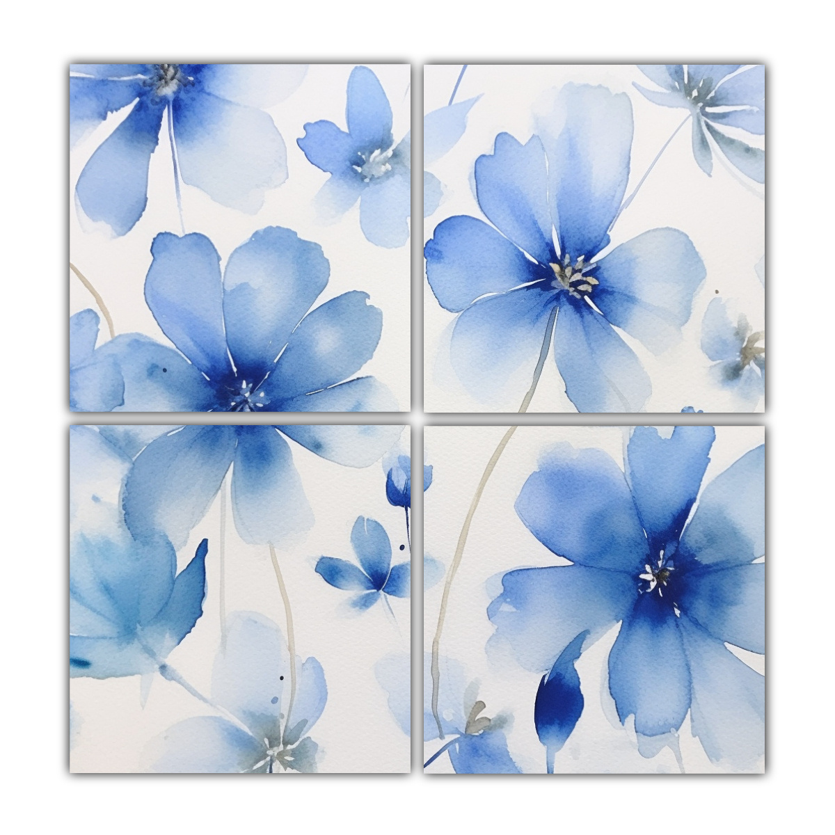 CUADRO DECORATIVO CON TEXTURA FLORAL EN ACUARELA 100X100 CM - 1