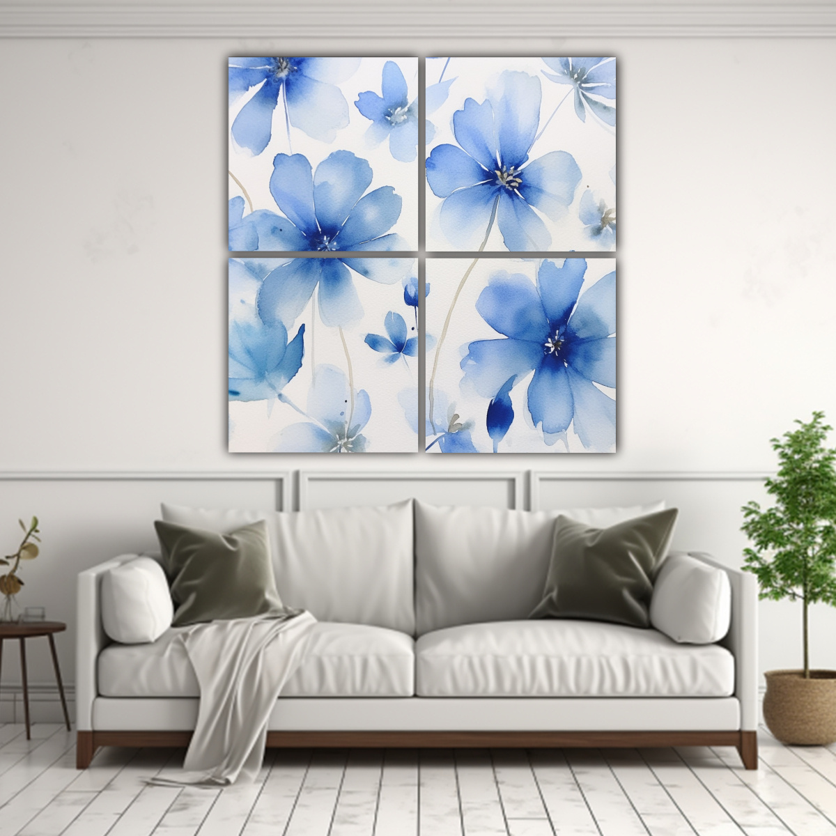 CUADRO DECORATIVO CON TEXTURA FLORAL EN ACUARELA 100X100 CM - 2