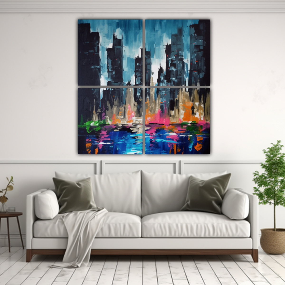 CUADRO ABSTRACTO DE CIUDAD PINTADA EN UHD PARA 200X200 CM - 2