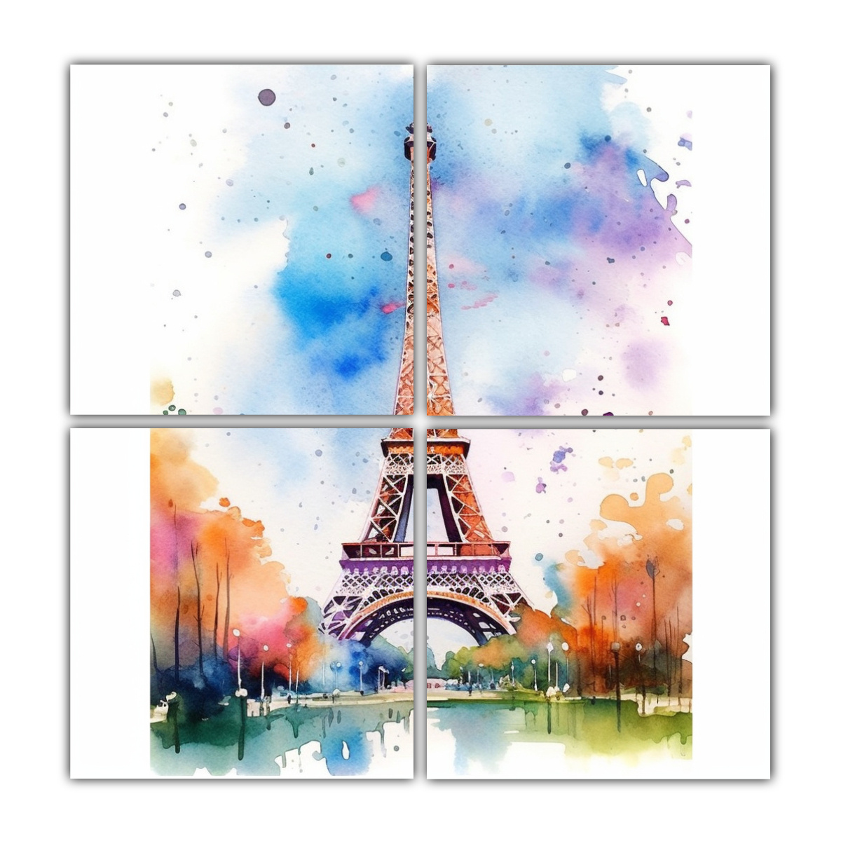 PINTURAS JUVENILES ACUARELA EIFFEL TOWER PARA 60X60 CM - 1