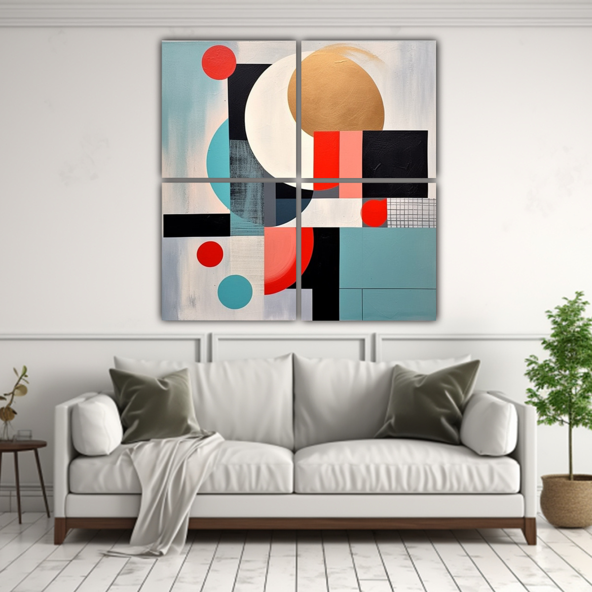CUADRO ABSTRACTO MINIMALISTA GEOMÉTRICO HERDIANA 180X180 CM - 2