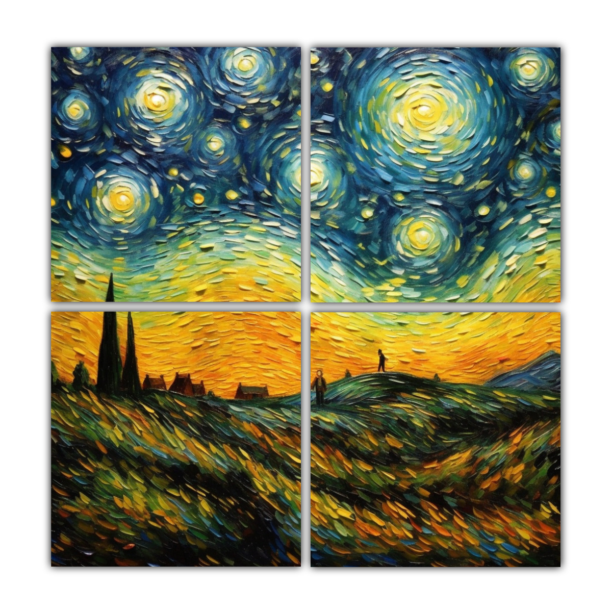 4 CUADROS DE PARED ESTILO VINTAGE INSPIRADOS EN 120X120 CM - 1