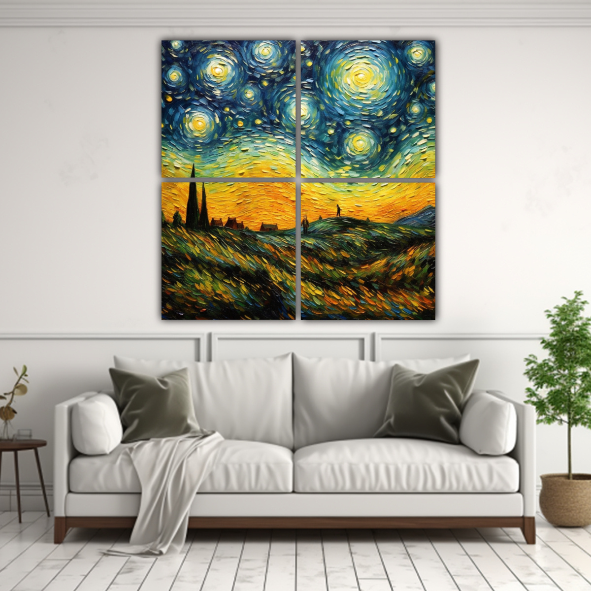 4 CUADROS DE PARED ESTILO VINTAGE INSPIRADOS EN 120X120 CM - 2