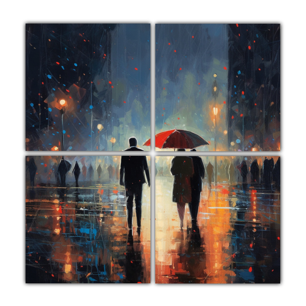 CUADROS DECORATIVOS DE ACUARELA NOCTURNA CON 140X140 CM - 1