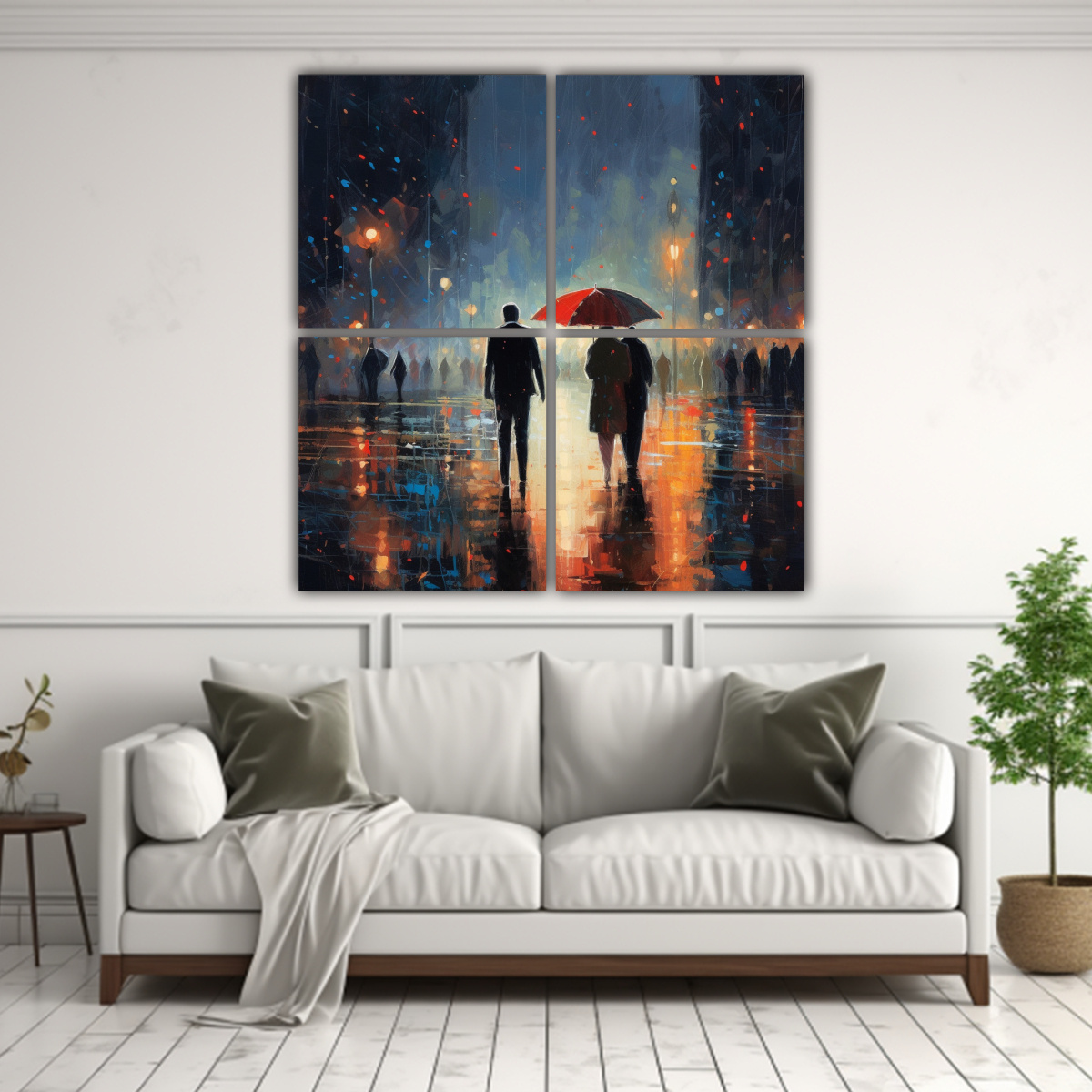 CUADROS DECORATIVOS DE ACUARELA NOCTURNA CON 140X140 CM - 2
