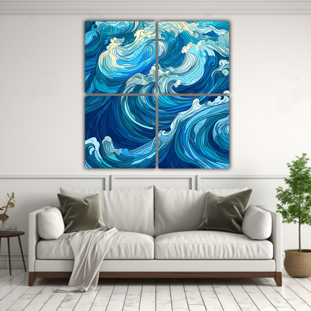 CUATRO LIENZOS ACUARELA ALEGRÍA HERMOSO FONDO 60X60 CM - 2