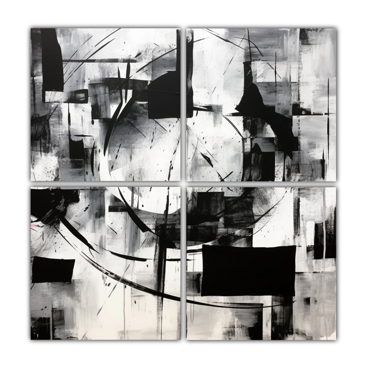 CUATRO TELAS EN BASTIDOR MODERNOS ESCENARIO ARTE 200X200 CM - 1
