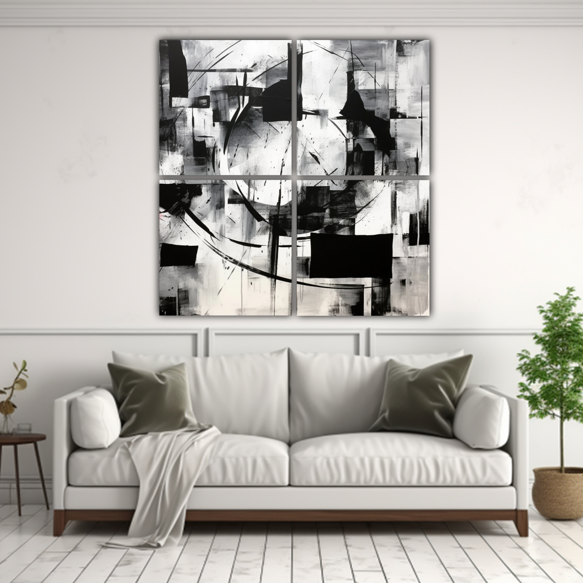 CUATRO TELAS EN BASTIDOR MODERNOS ESCENARIO ARTE 200X200 CM - 2