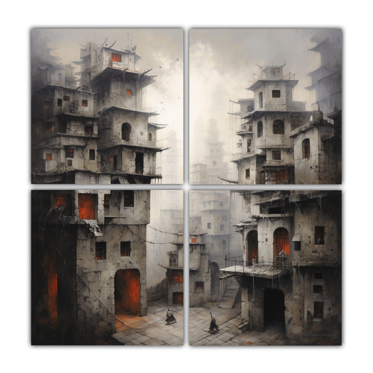 4 CUADROS INSPIRADORES DE EFECTO VISUAL PINTURA 160X160 CM - 1
