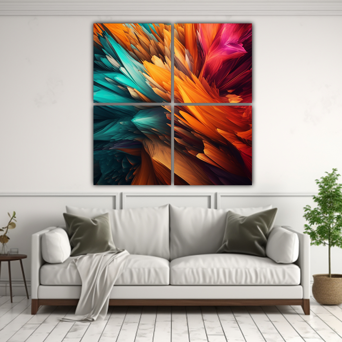 CUATRO TELAS EN BASTIDOR CUADRO CLÁSICO ABSTRACTO 120X120 CM - 2