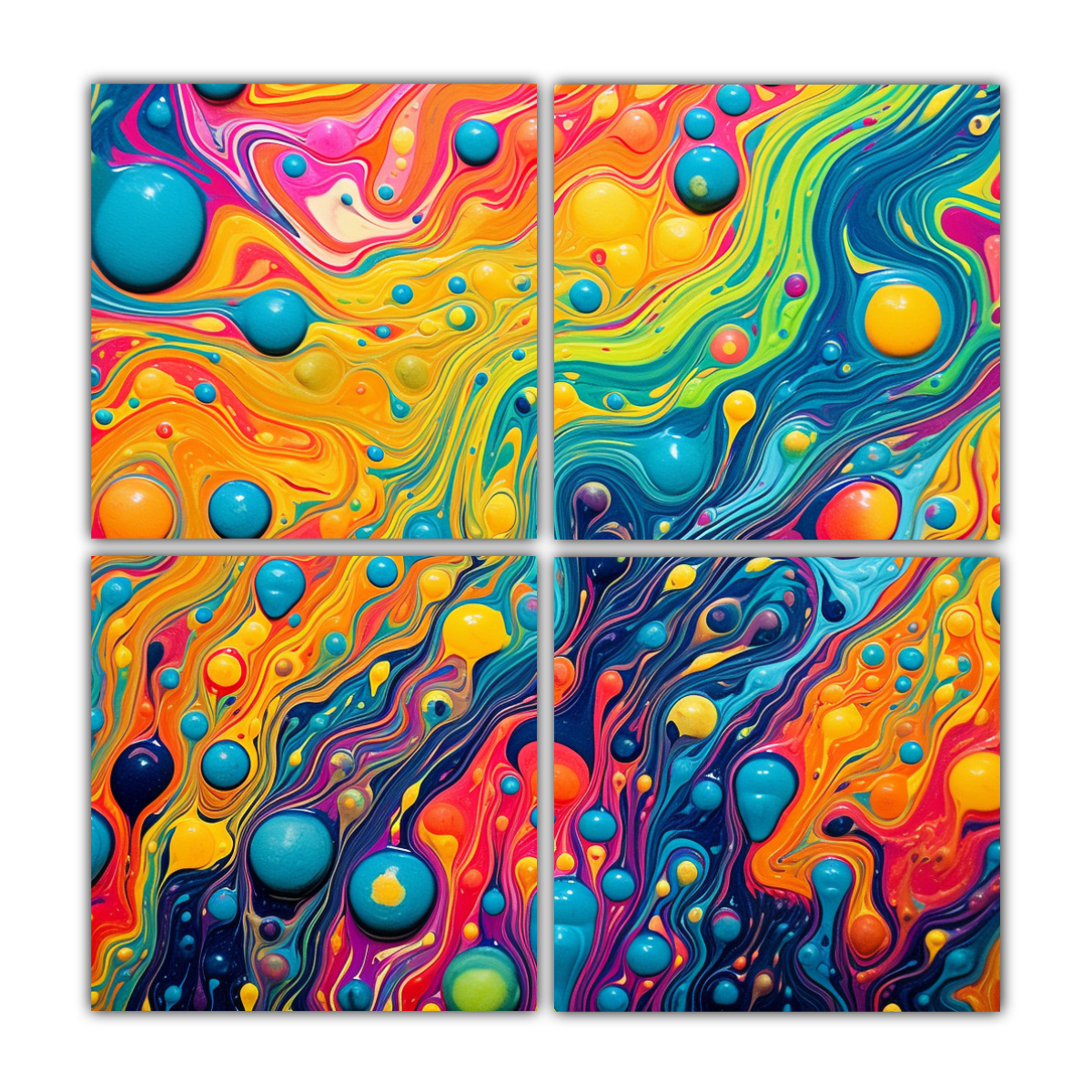 PINTURAS DECORATIVAS DE FONDO PSICODÉLICO DE 4 40X40 CM - 1