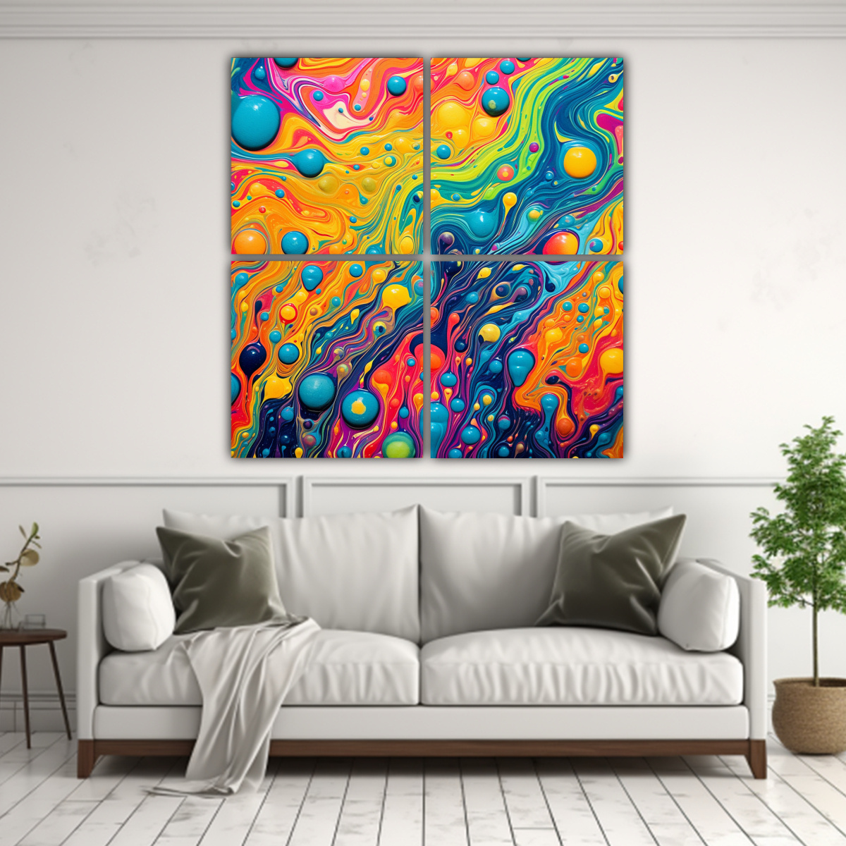 PINTURAS DECORATIVAS DE FONDO PSICODÉLICO DE 4 40X40 CM - 2