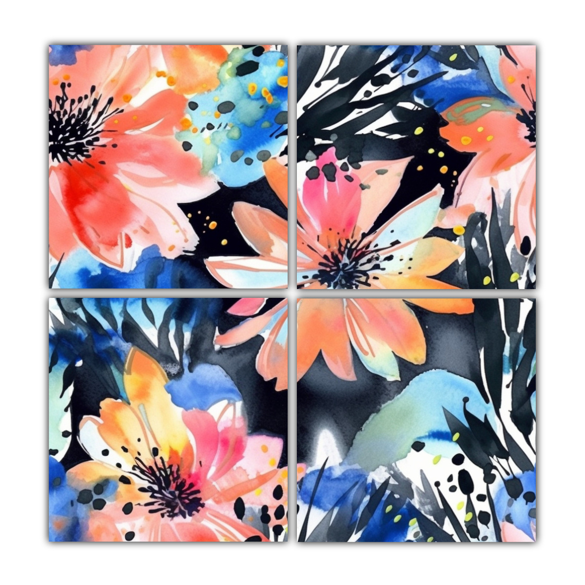PINTURAS LIENZO ABSTRACTO FLORES ACUARELA ESTILO 160X160 CM - 1