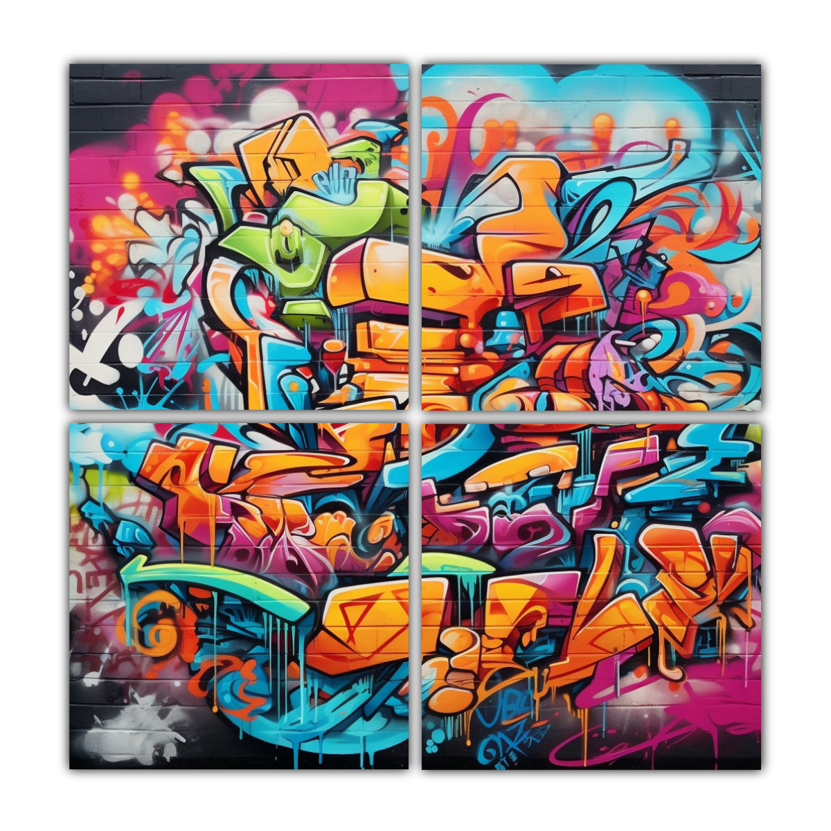 CUADROS FINAS LINEAS GRAFFITI ARTE DECORATIVO 180X180 CM - 1