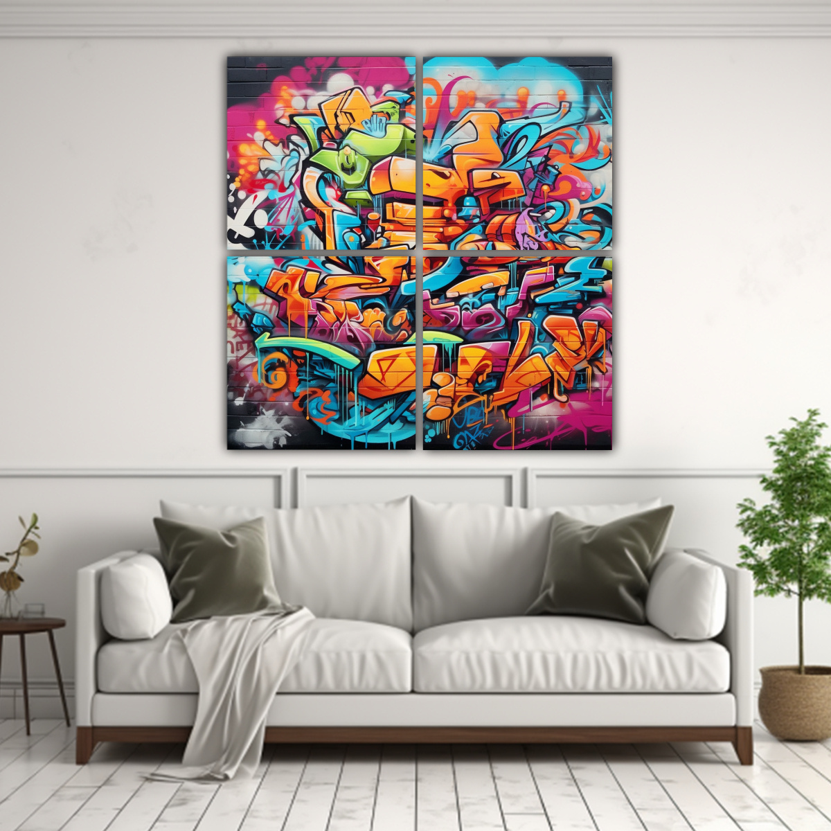 CUADROS FINAS LINEAS GRAFFITI ARTE DECORATIVO 180X180 CM - 2