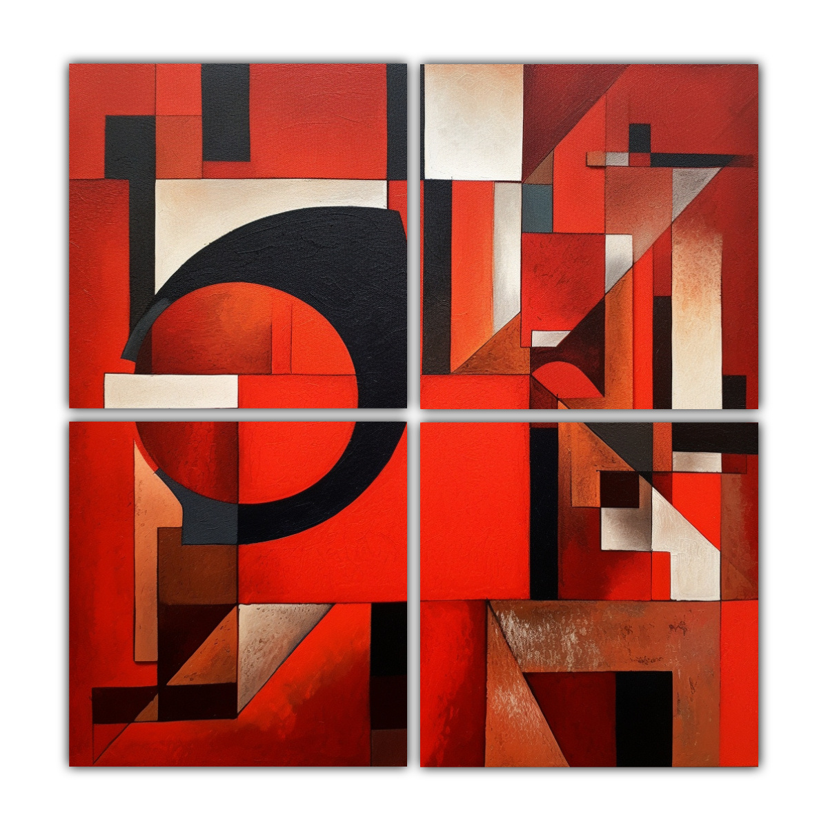 PINTURA ABSTRACTA GEOMÉTRICA ROJA EN BASTIDOR 60X60 CM - 1