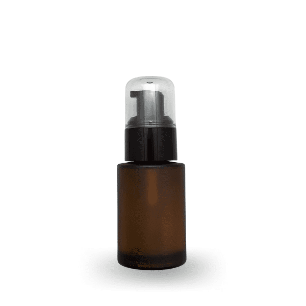 FRASCO DE VIDRIO ÁMBAR ESMERILADO BOMBA NEGRA 30ML - 1