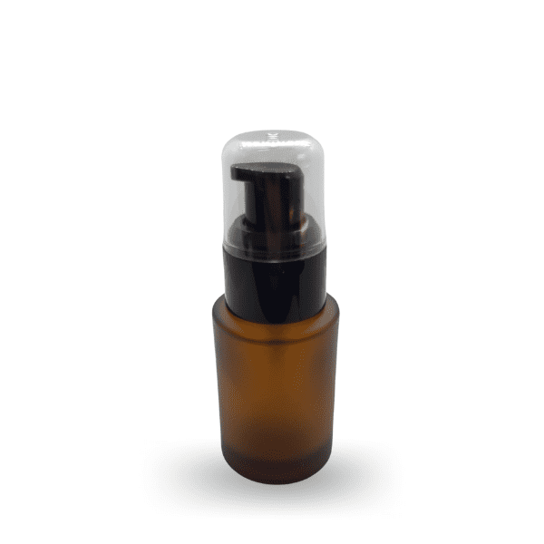 FRASCO DE VIDRIO ÁMBAR ESMERILADO BOMBA NEGRA 30ML - 2