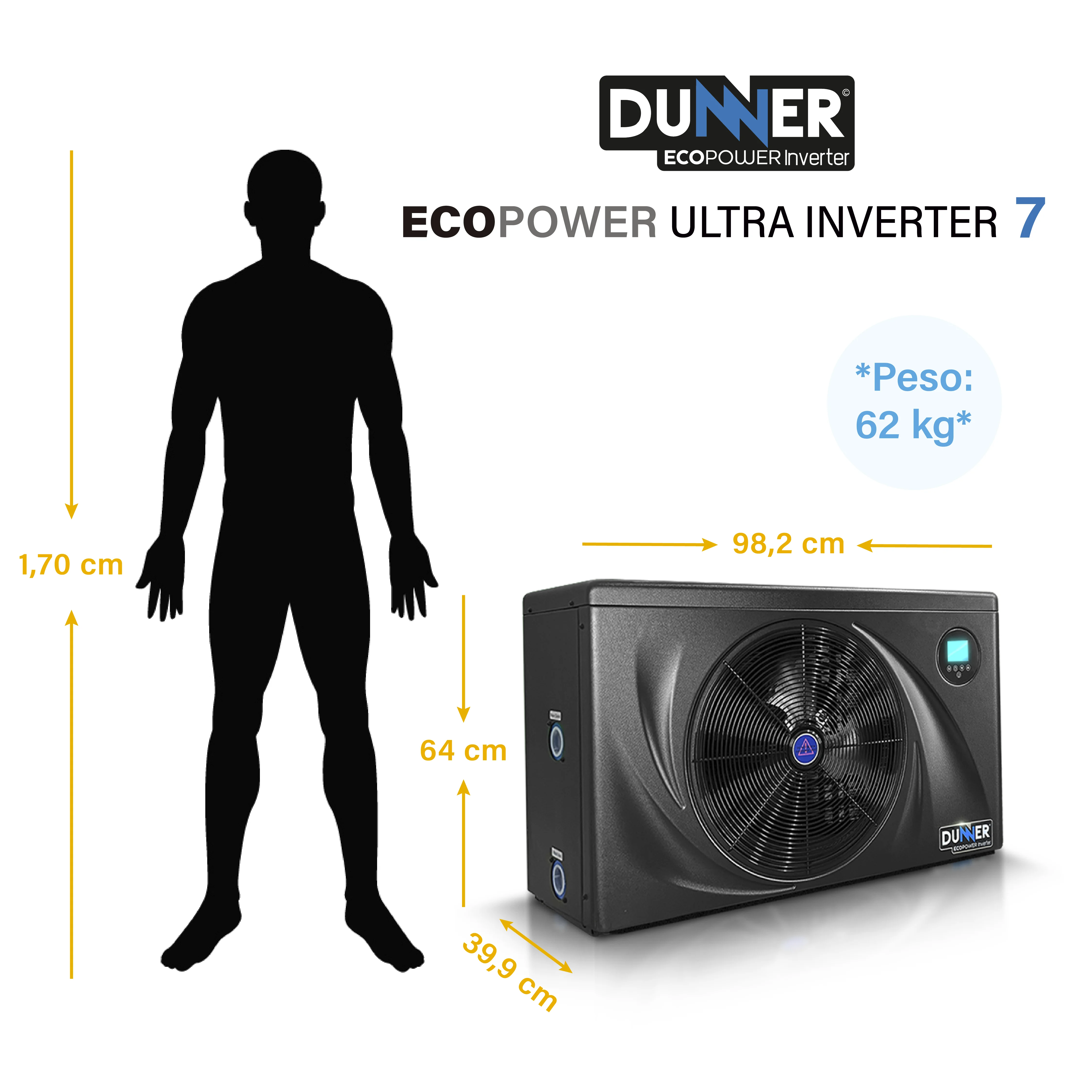 BOMBA DE CALOR DUNNER BOMBAS CALOR ECOPOWER ULTRA INVERTER-7 PISCINA HASTA 20M3 - 4