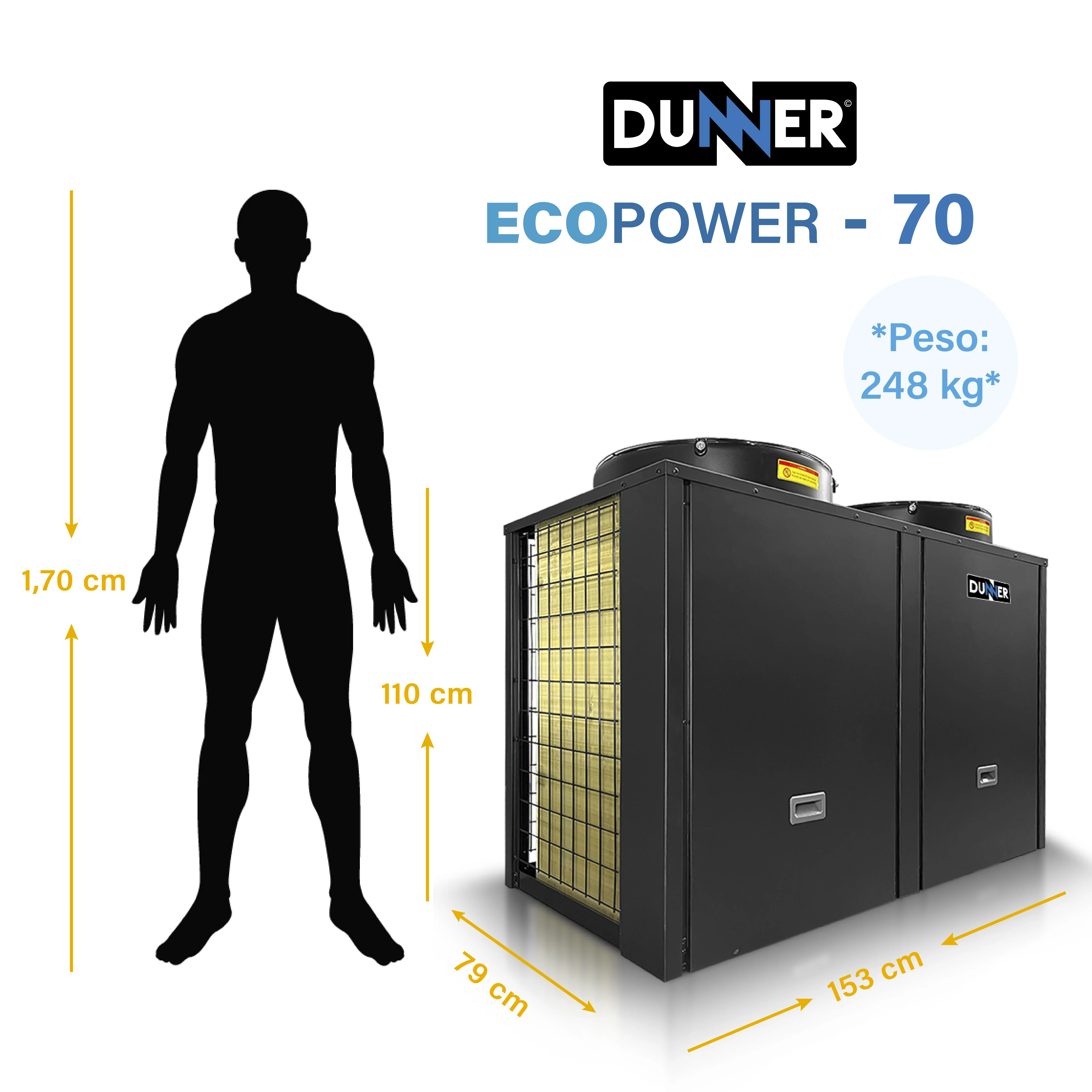 BOMBA DE CALOR DUNNER BOMBAS CALOR ECOPOWER-70 PISCINA HASTA 250M3 - 4