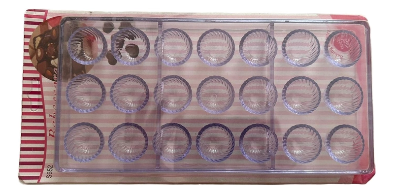 MOLDE ACRILICO PARA CHOCOLATE ESFERA ESPIRAL 21 CAVIDADES - 1