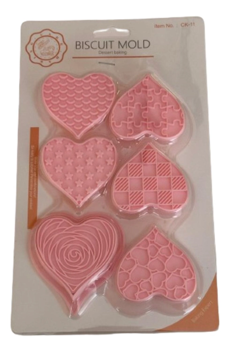 CORTADOR GALLETAS CORAZONES ESTAMPADOS 6 DISEÑOS - 1