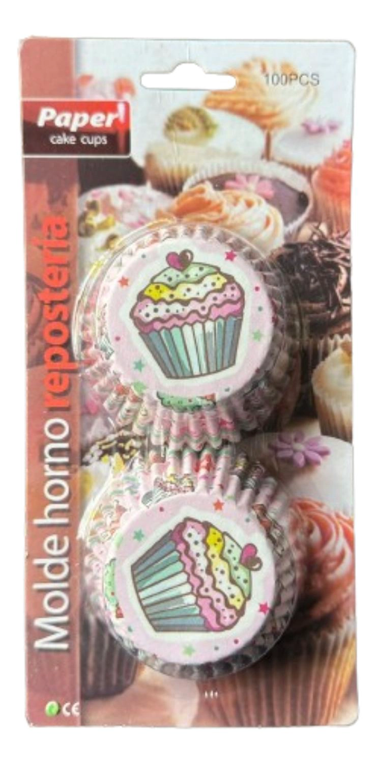 CAPSULAS CUPCAKE DISEÑO G PASTEL 100UN E110XIN52MM - 1