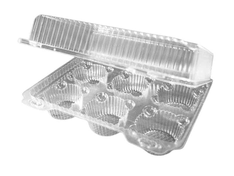 PACK 5 CAJA PLASTICA PARA 6 MUFFIN CUPCAKE 23X15X8,5CM - 1