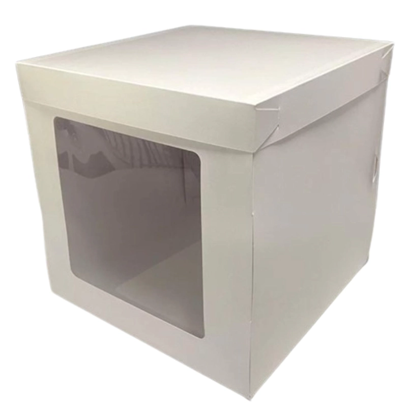 PACK 5 CAJA MINI TORTA CUBO CON VENTANA BLANCA 15X15X15CM - 1