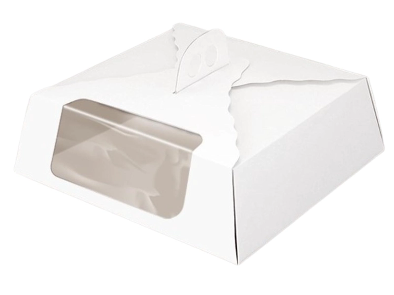 PACK 5 CAJA TORTA MEDIANA VENTANA CARTULINA CUADRADA 35X12CM - 1