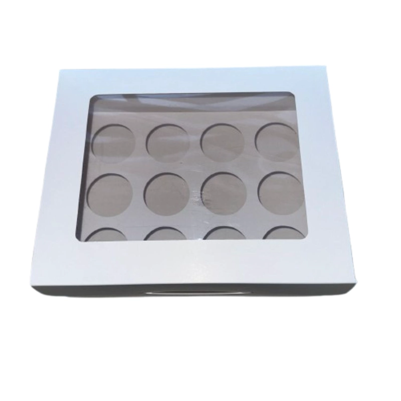 CAJA CON VENTANA PARA 12 SHOT 60ML CARTULINA BLANCA - 1