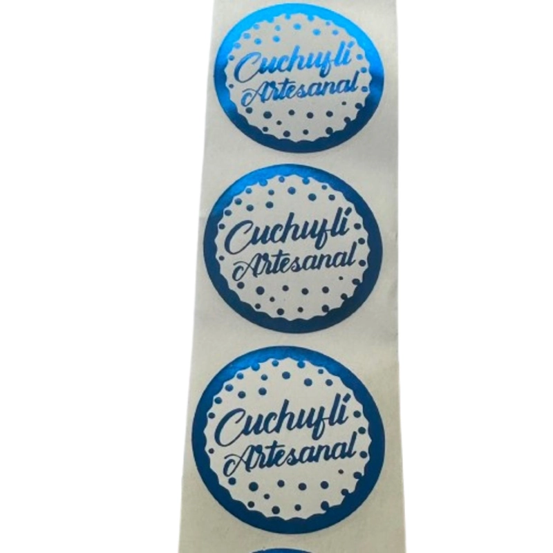 STICKER CUCHUFLI ARTESANAL AZUL 100UN 38MM - 2