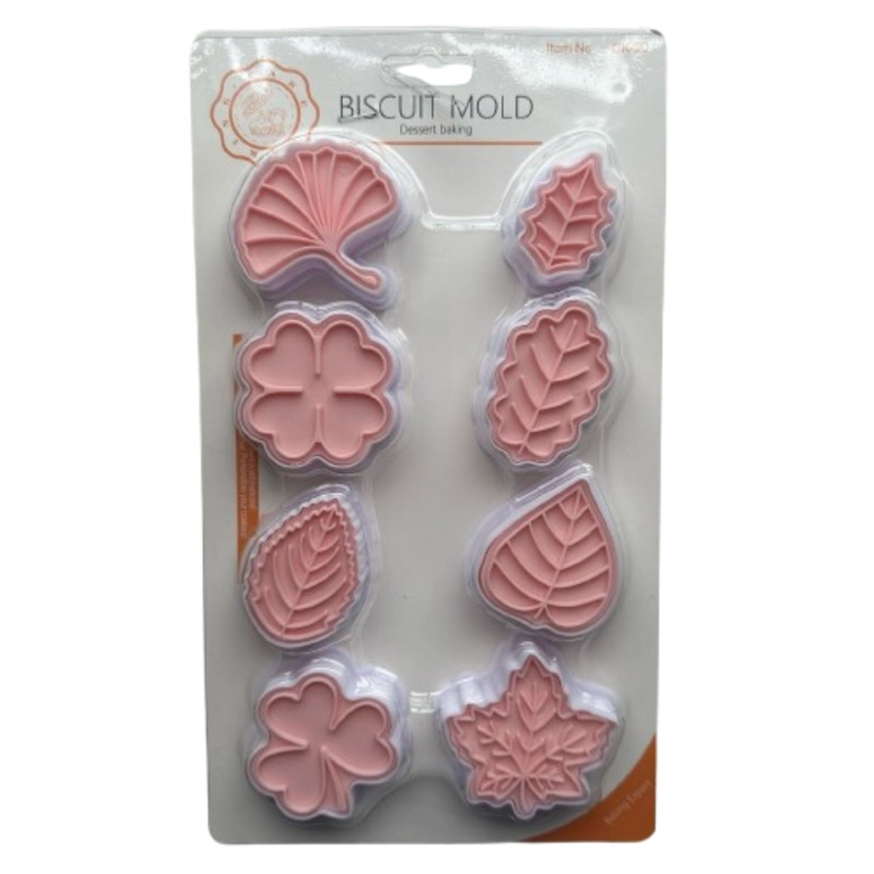 CORTADOR GALLETAS HOJAS ESTAMPADAS 8 DISEÑOS - 1