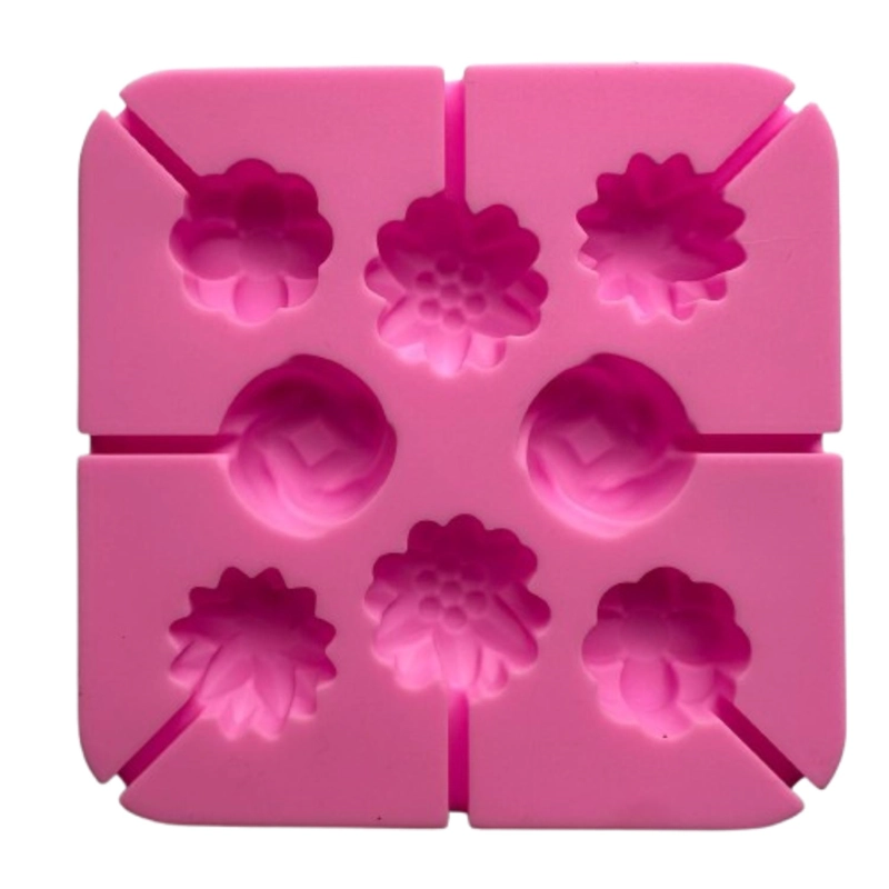 MOLDE SILICONA MINI CAKE POP FLORES 8 CAVIDADES 12,7X12,7CM - 1