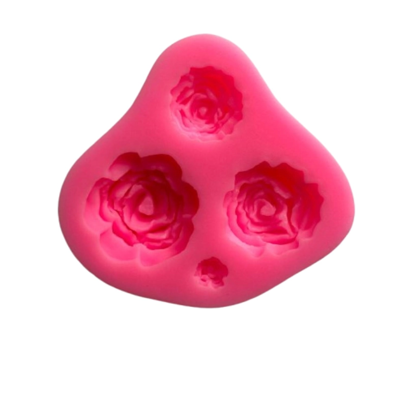 MOLDE SILICONA ROSAS 4 FIGURAS 7,2X7,2CM - 1