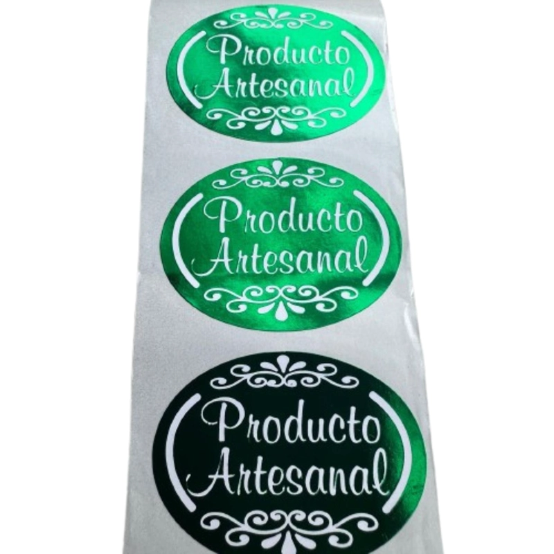 STICKER PRODUCTO ARTESANAL VERDE 100UN 38MM - 2