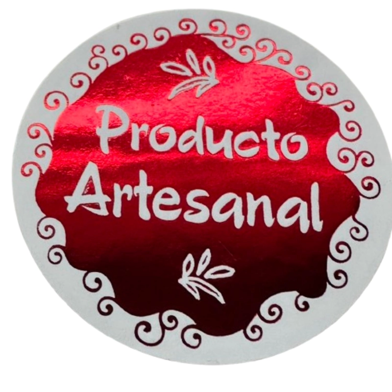 STICKER PRODUCTO ARTESANAL ROJO 100UN 38MM - 1
